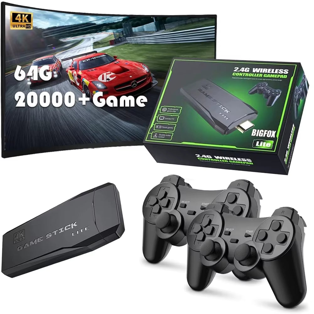 Update Retro Video Game Console 2.4G Wireless Console Game Stick 4K 20000 Game 64G Portable Dendy Game Console for GBA/FC/PS1/MD