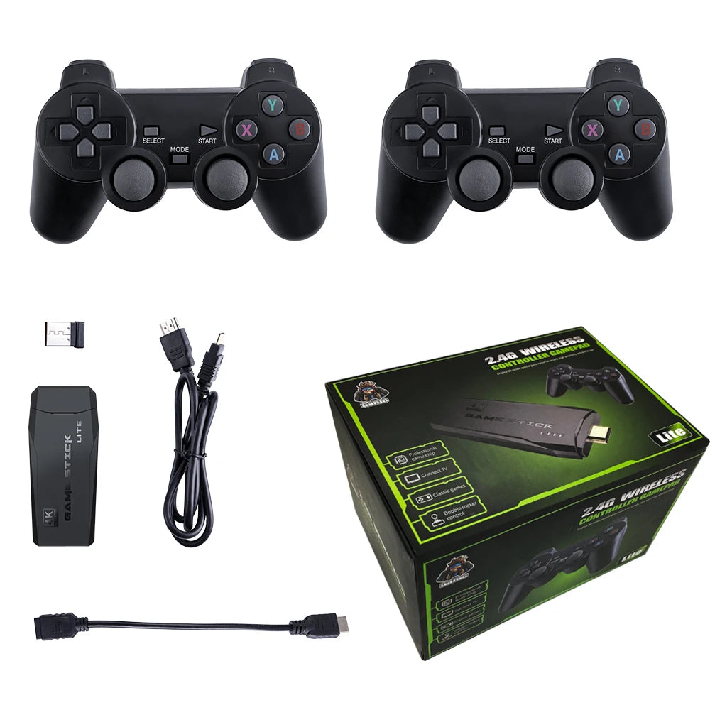 Update Retro Video Game Console 2.4G Wireless Console Game Stick 4K 20000 Game 64G Portable Dendy Game Console for GBA/FC/PS1/MD